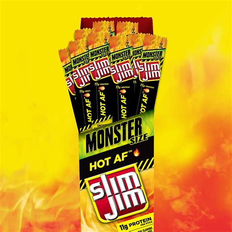 Slim Jim Monster Smoked Meat Snack Stick Hot AF Flavor Packed With