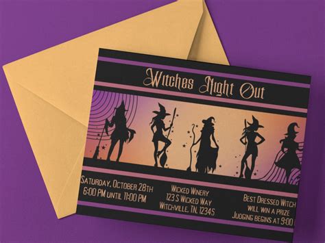 Witches Night Out Editable Digital Download Halloween Girls Etsy