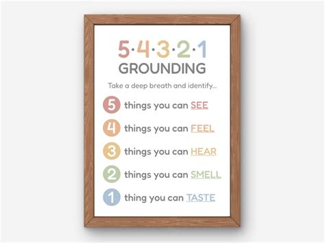 54321 Grounding Technique Poster Grounding Poster For Kids Grounding