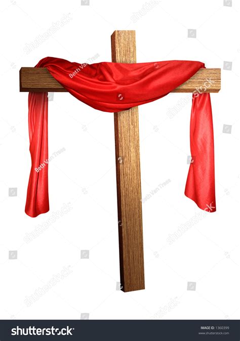 Стоковая фотография 1360399 Cross Red Cloth Draped On Shutterstock