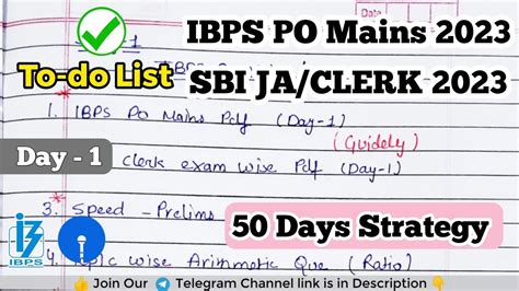 To Do List Day Ibps Po Mains Sbi Clerk Pre Mains Days