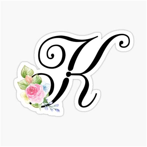 "Floral Monogram Fancy Script Letter K" Sticker for Sale by Grafixmom | Redbubble