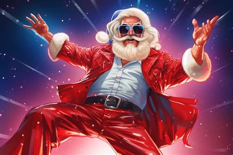 Premium AI Image | Disco dance Santa Claus Christmas illustration