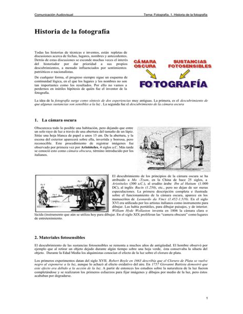 Historia De La Fotografia