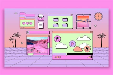 Free Vector | Aesthetic retro cool vaporwave desktop wallpaper