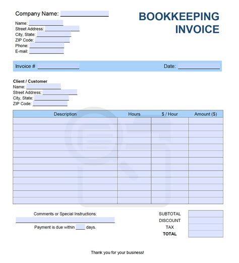 Bookkeeping Invoice Template