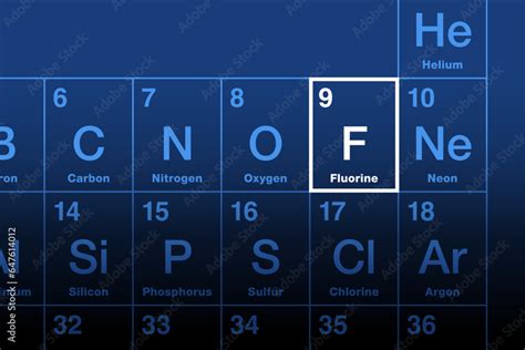 Fluorine Element On The Periodic Table Halogen And Chemical Element