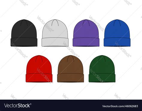 Beanie Hat Knit Cap Template Set Royalty Free Vector Image