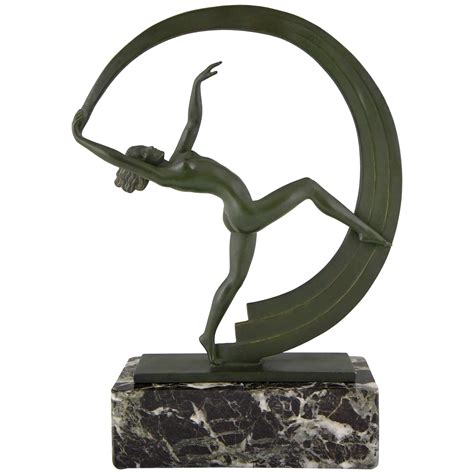 Bacchanale Art Deco Sculpture Of A Nude Scarf Dancer Janle Max Le