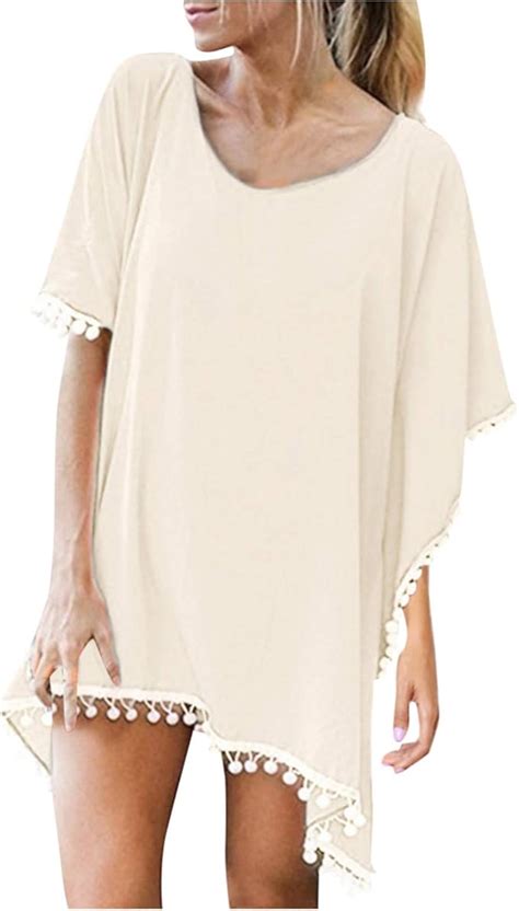 Strandkleider Damen Knielanger Bikini Cover Up Strandkleid Strandponcho Damen Sommer