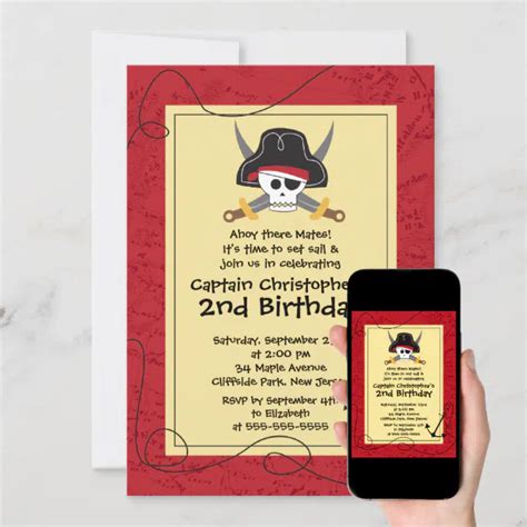 Cute Ahoy Mates Pirate Birthday Party Invitations | Zazzle