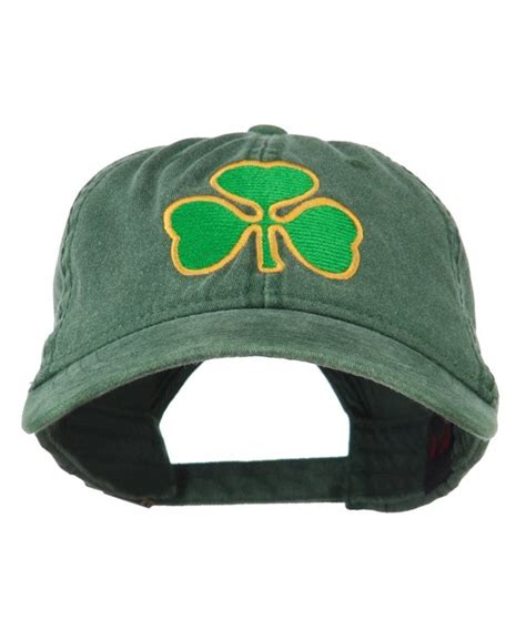 St. Patrick's Day Clover Embroidered Washed Cap Dark Green CJ11LBMD5HX