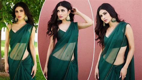 Mouni Roy Oozes Oomph In Stunning Green Saree And Matching Blouse See Viral Photos