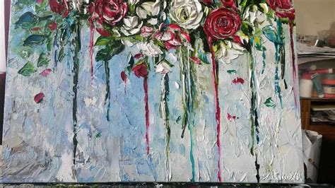 Figurativ Roses Abstraites Peinture Lhuile Couteau Art Etsy France