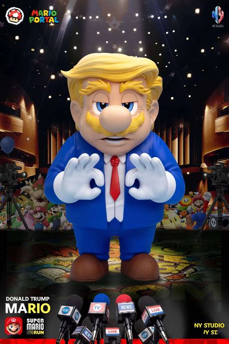 Donald Trump Cosplay Mario - Super Mario Resin Statue - NY Studio - FIGURETOPIA