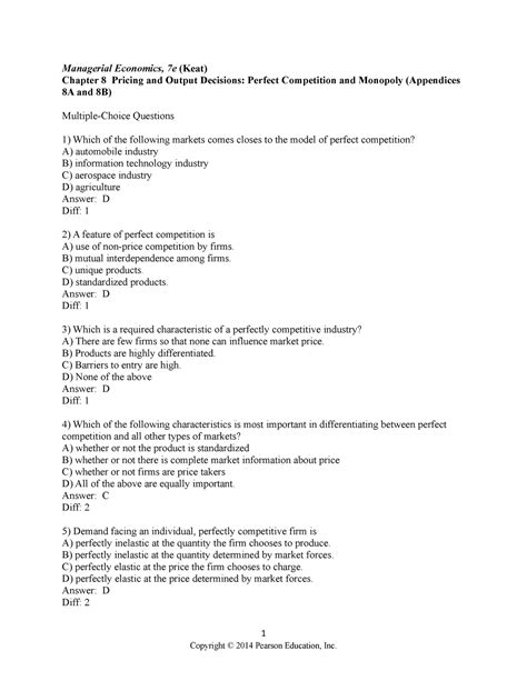 Chapter 8 Test Bank Managerial Economics 7e Keat Chapter 8