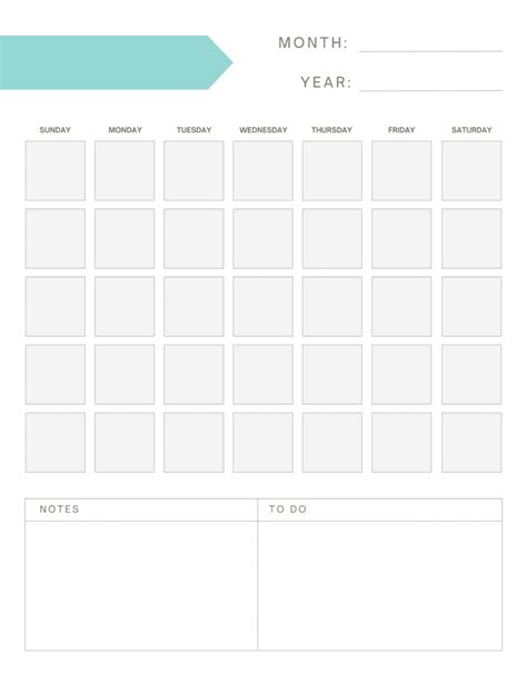 10 Best Free Printable Blank Monthly Calendar Template