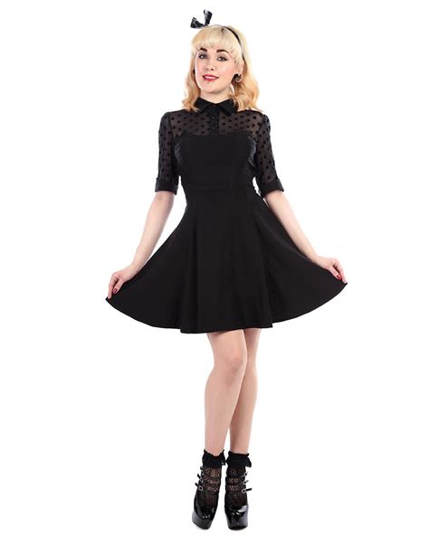 Collectif Wednesday Retro 50s Vintage Skater Dress In Black