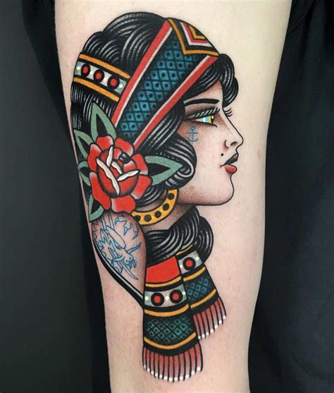 American Traditional Gypsy Woman Done By Dani Daniquepo At Sang Bleu