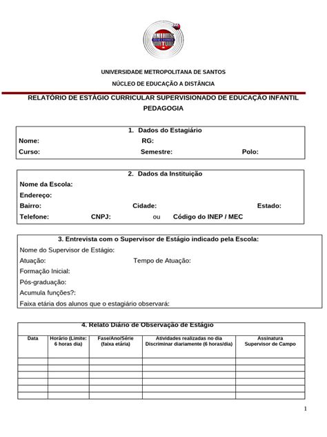 Relatorio De Estagio Pedagogia Educação Infantil Pdf - Relatório de Estágio em Educação Infantil | PDF | Pedagogia | Educação ...