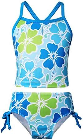 iEFiEL iEFiEL Mädchen Badeanzug Hawaii Blumen Drucken Kleid Badeanzug Bikini Tankini Sets Gr