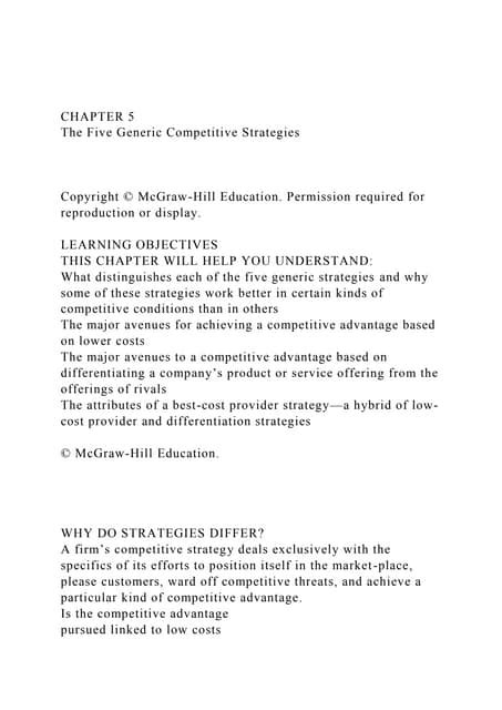 CHAPTER 5The Five Generic Competitive StrategiesCopyri.docx