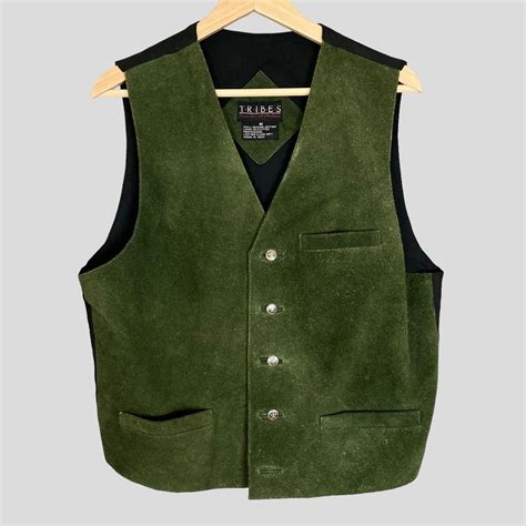 Vintage Suede Vest Leather Olive Green Men S Unique Depop