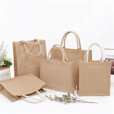 Gunny Eco Friendly Jute Tote Bag Recycle Foldable Jute Shopping Bag