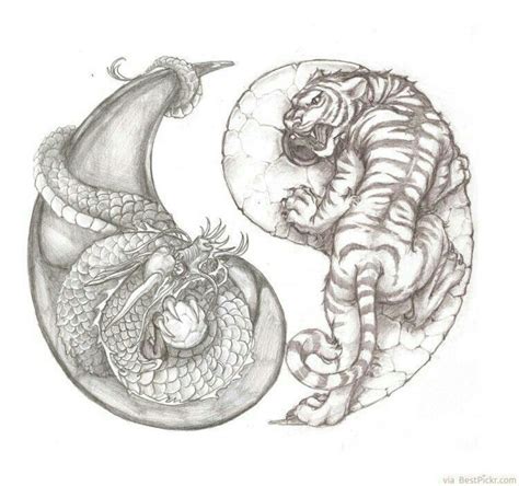 Pin By Kiwiji On Yin Yang Dragon Yin Yang Tattoo Tiger Tattoo