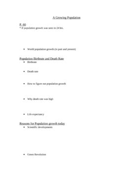 Growing Population Worksheet By Deana Cramer Tpt