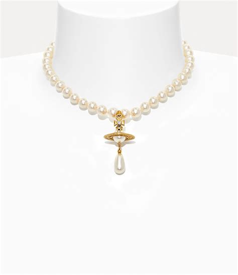 Vivienne Westwood One Row Pearl Drop Choker In Metallic Lyst Uk