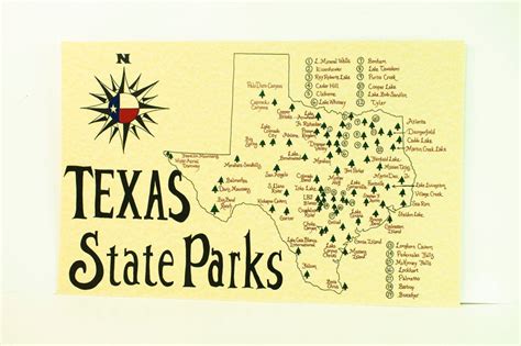 Texas State Parks Map - Etsy