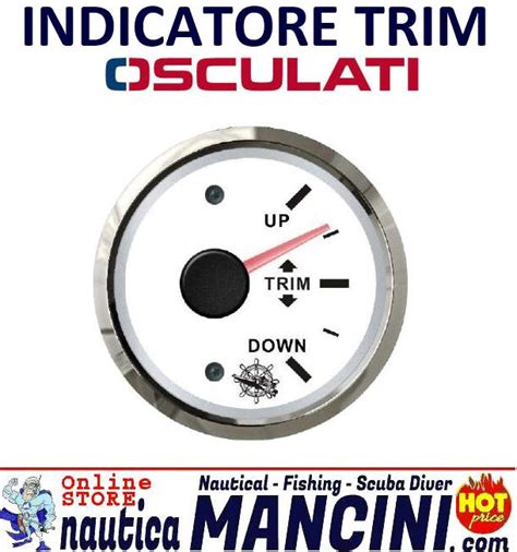 Indicatore Trim Assetto Flaps 0 190 Ohm Ø 57 mm Quadrante Bianco con