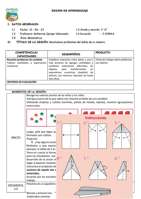 Resolvemos Problemas Del Doble De Un N Mero Sesi N De Aprendizaje I