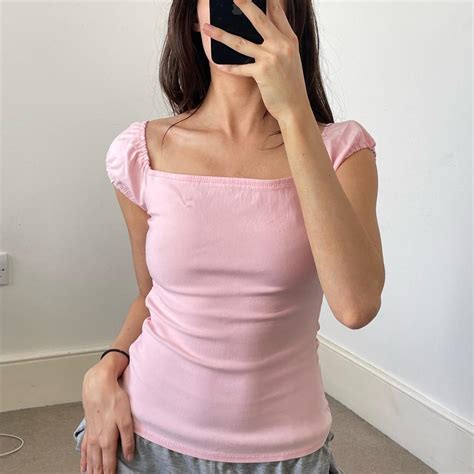 Vintage Deadstock Pink Milkmaid Top Y K S Style Depop