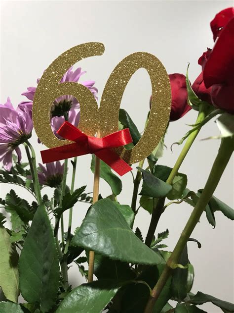 Set Of 3 Sticks 60th Birthday Decoration 60th Birthday Centerpiece Sticks Glitter 60th 60th