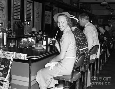 Smiling Woman At Diner C 1940s Photograph By H Armstrong Roberts Classicstock