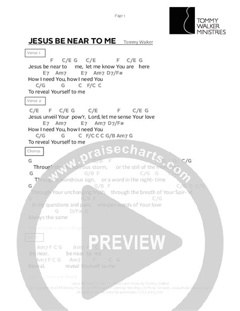 Jesus Be Near To Me Chords PDF Tommy Walker PraiseCharts