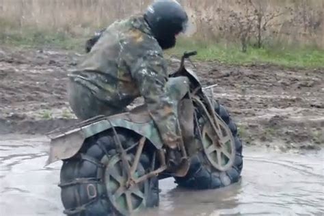 Video This Russian Two Wheel Drive Motorcycle Floats