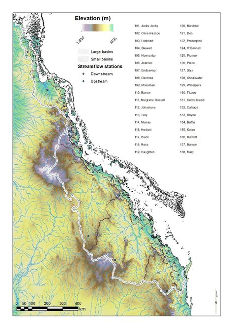 Dem Of The Catchments Draining To The Great Barrier Reef Catchment