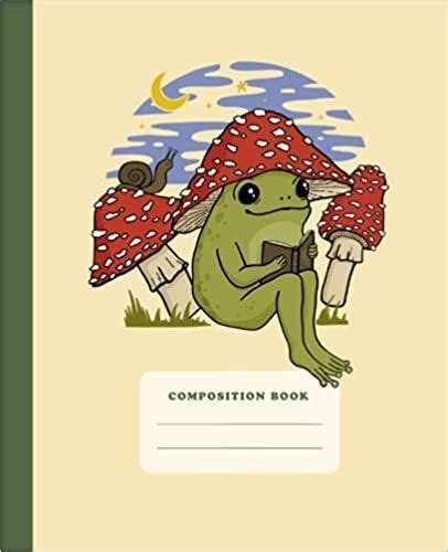 Composition Book Cute Frog Reading Mushrooms College Ruled Lined