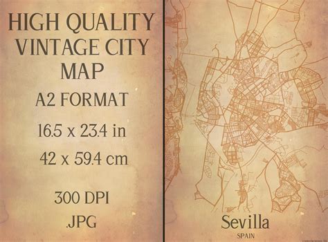 Vintage Map Sevilla Spain Graphic By Mappingz · Creative Fabrica