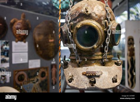 Pearl Diving Helmut And Exhibit At The Torres Strait Heritage Museum