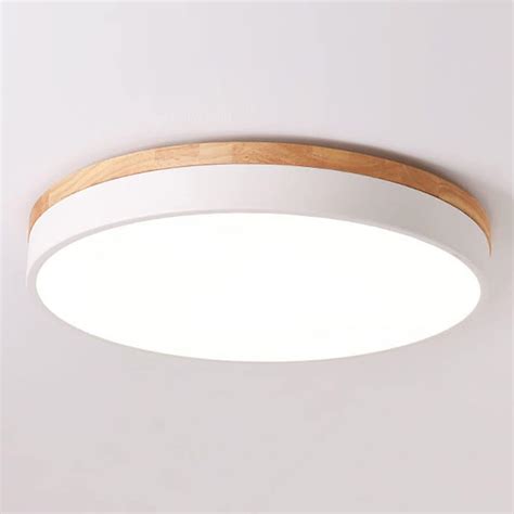 Vikaey Modern Led Ceiling Light Minimalist Wood Flush Mount Ceiling