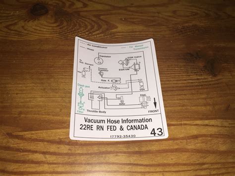 1984-1986 22RE Toyota Pickup Vacuum Diagram Remade Decals - Etsy