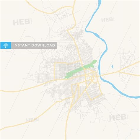 Printable street map of Wau, South Sudan - HEBSTREITS | Street map, Map ...