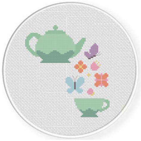 Tea Time Flowers Cross Stitch Pattern Daily Cross Stitch