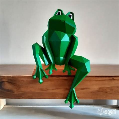 Frog papercraft sculpture, printable 3D puzzle, papercraft Pdf template ...