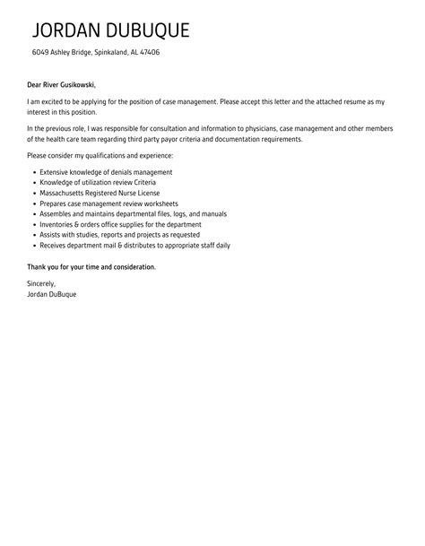 Case Management Cover Letter Velvet Jobs