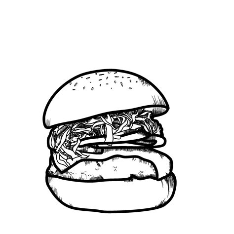 hamburger line art vector outline food illustration 42234816 Vector Art ...